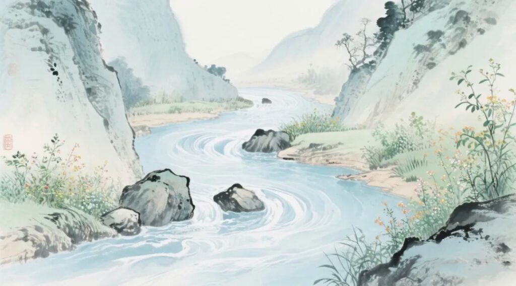 une paisible rivière circule parmi les montagnes